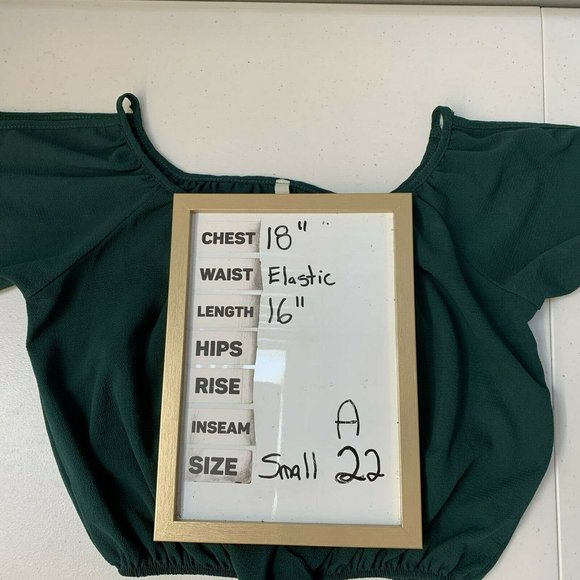 Chocolate Women Blouse Size Small hunter Green 3/4 Sleeve Elastic Waist Pullover - Picture 9 of 9